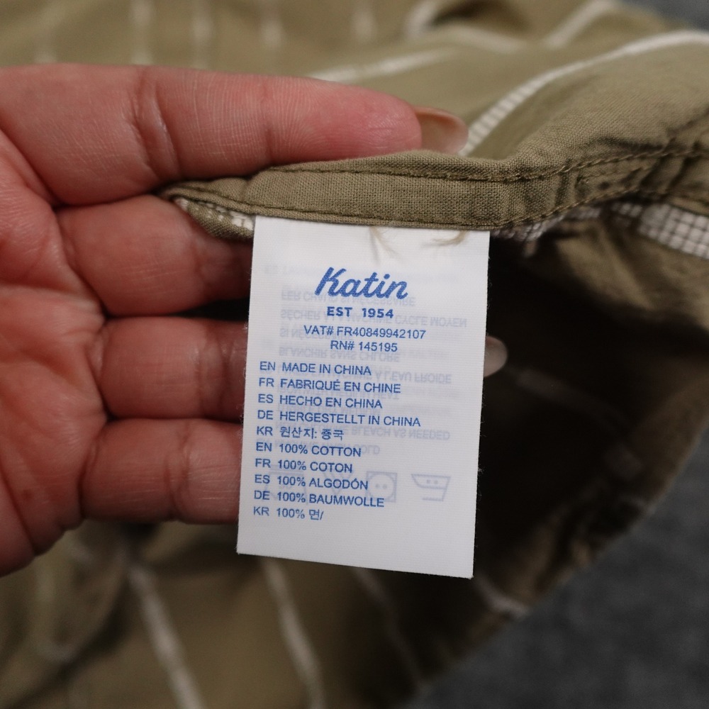 Katin Shirt Mens Medium Green Stripe Button Up Short Sleeve Casual Casual - Picture 14 of 14